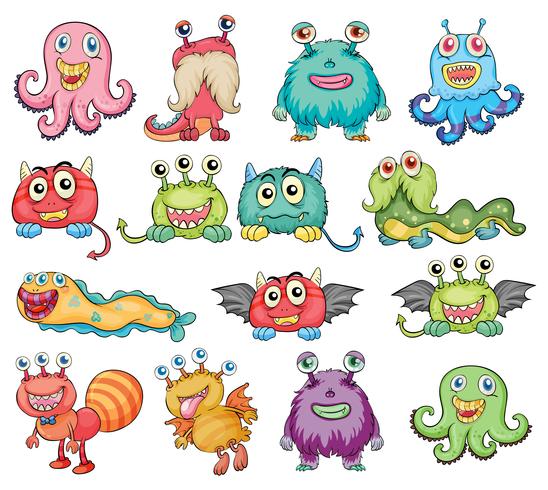 Monstruos lindos y coloridos vector