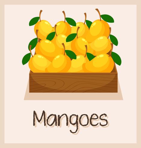 Una caja llena de mangos. vector