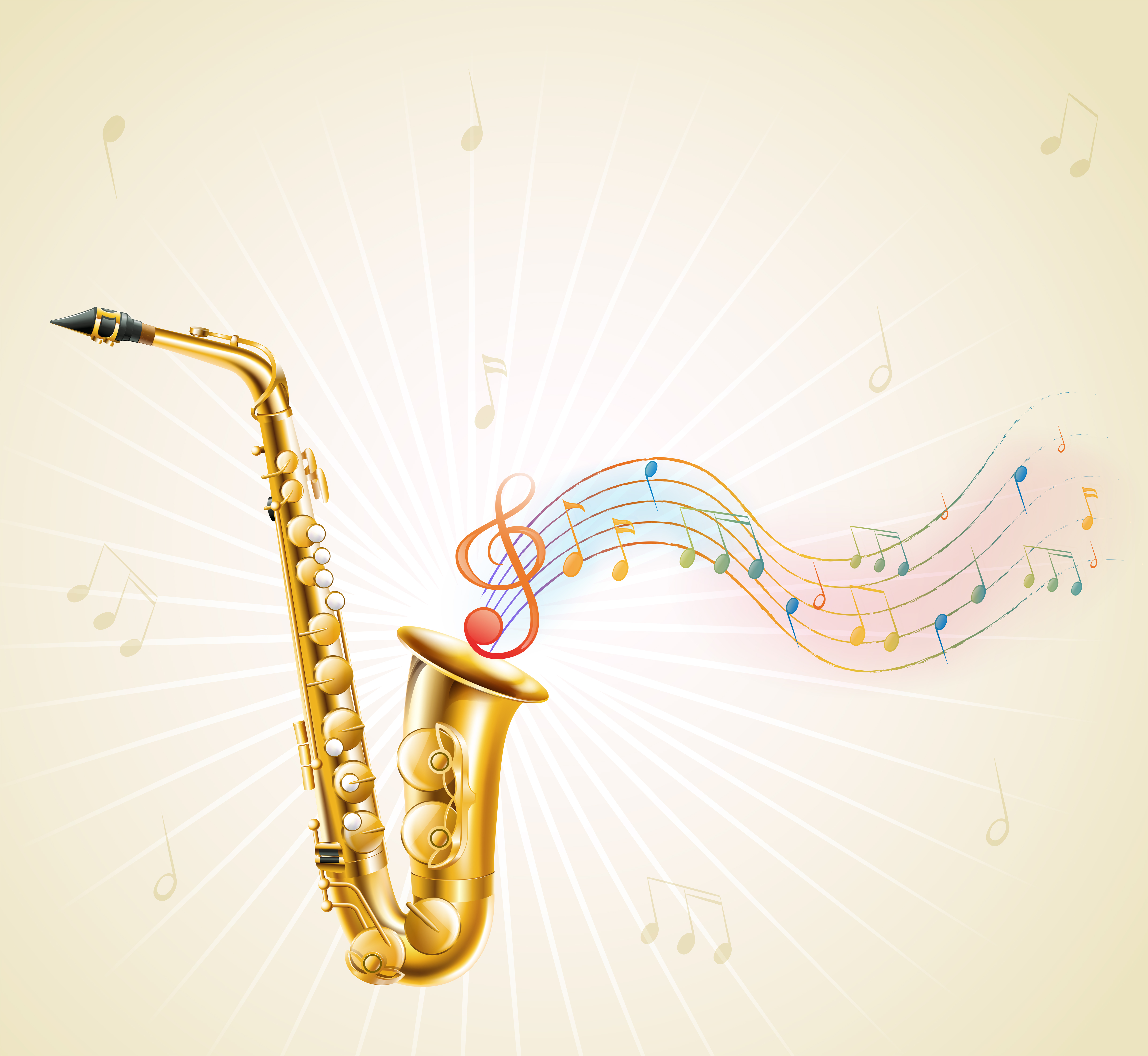 A saxophone with musical notes 418022 Vector Art at Vecteezy