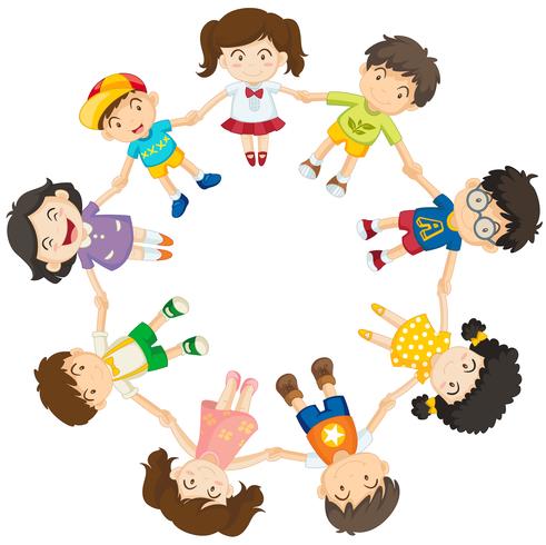 Kids forming a circle vector