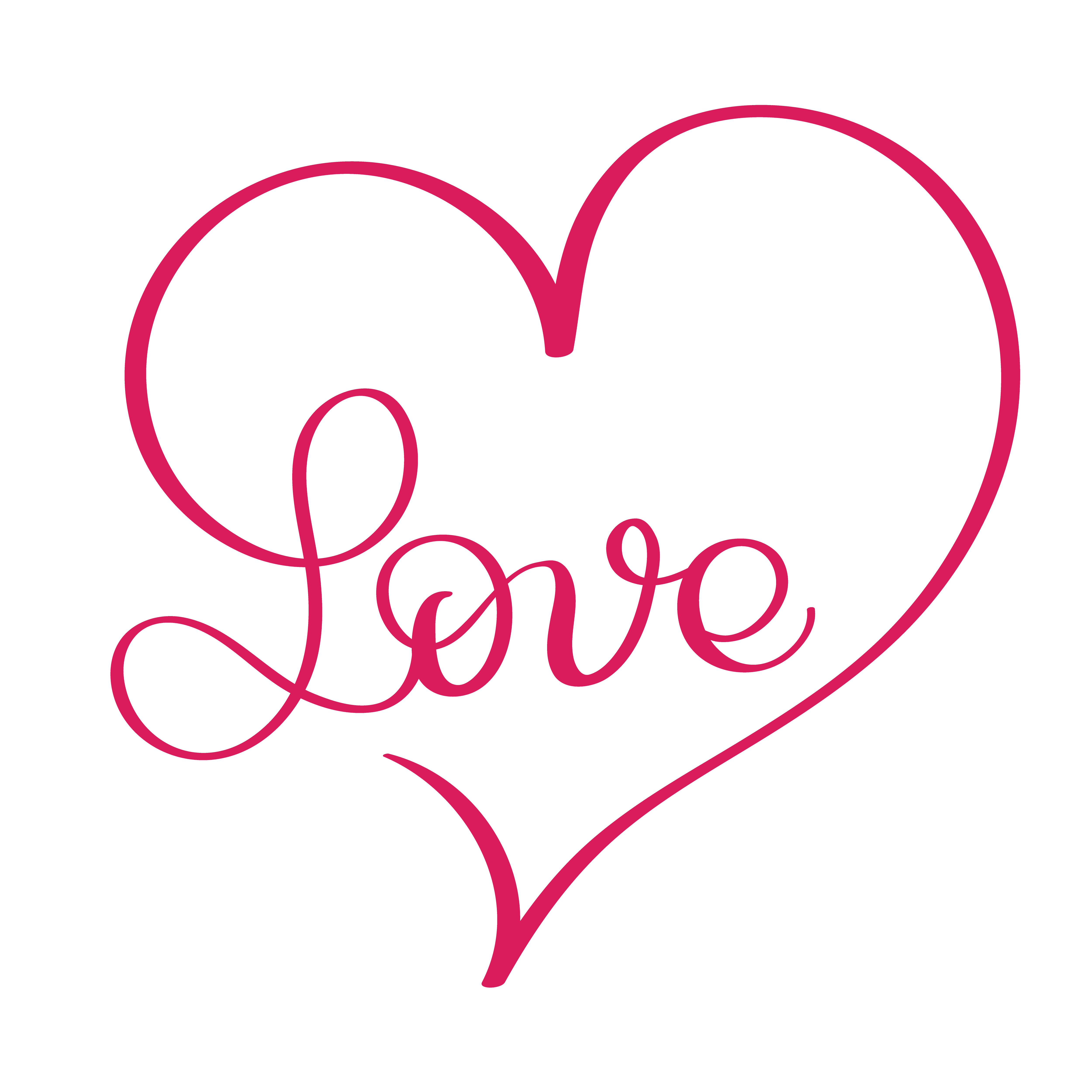 Love word in red heart. Vector calligraphy and lettering ...