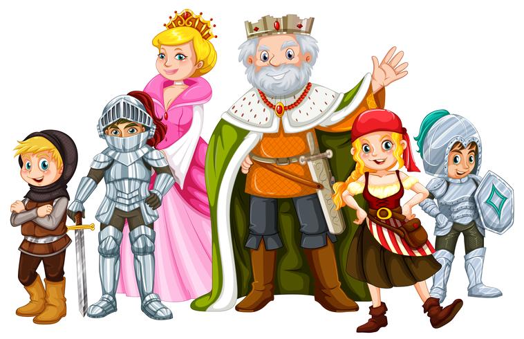 Rey y otros personajes de cuento de hadas. vector