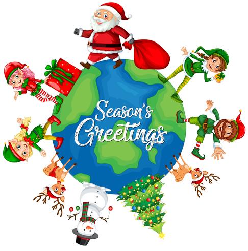 Christmas element on the globe vector