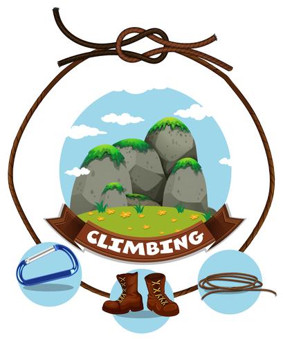 Climbing sign and moutain view vector