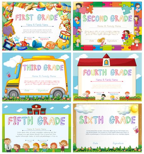 Diploma templates for primary school vector