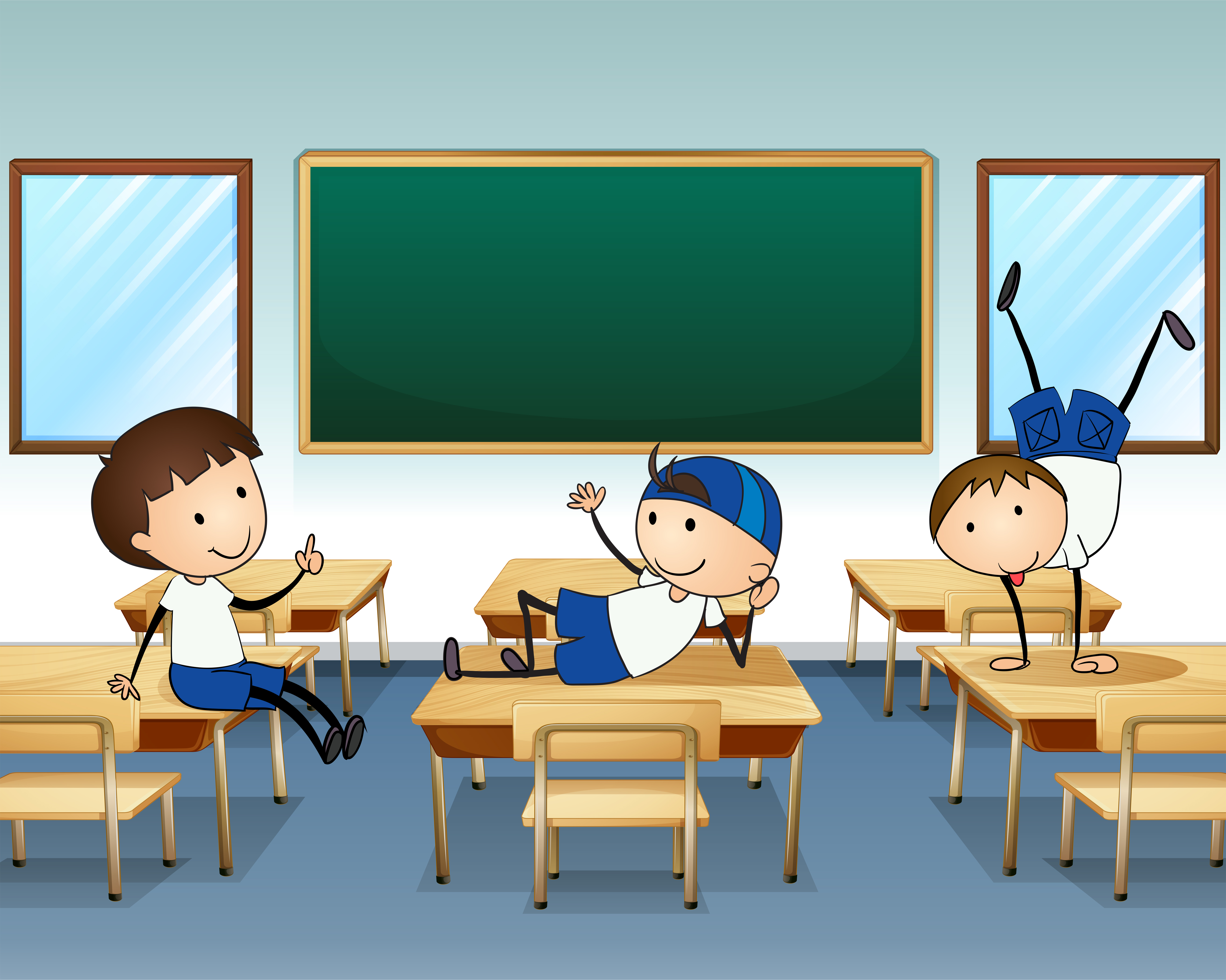 Three boys playing inside the classroom 418150 Vector Art at Vecteezy