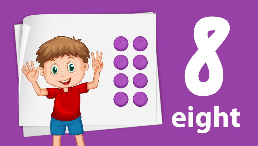 Boy on number eight template vector