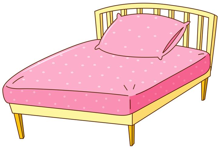 Bed with pink sheet and pillow vector