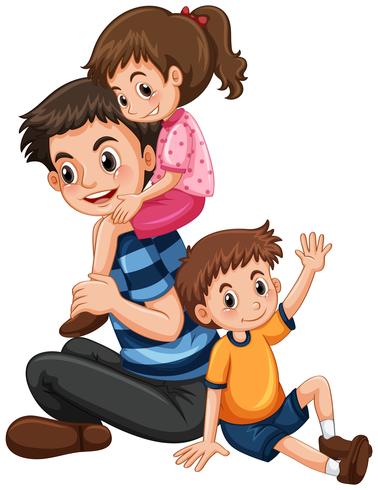 Father with daughter and son vector