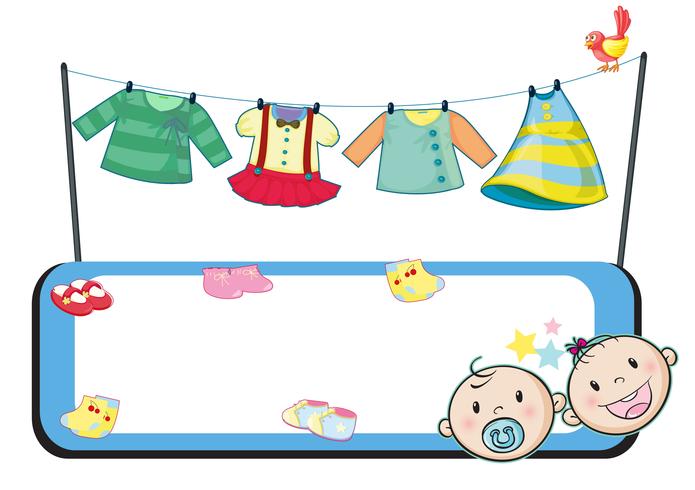 An empty template in front of the hanging clothes  vector