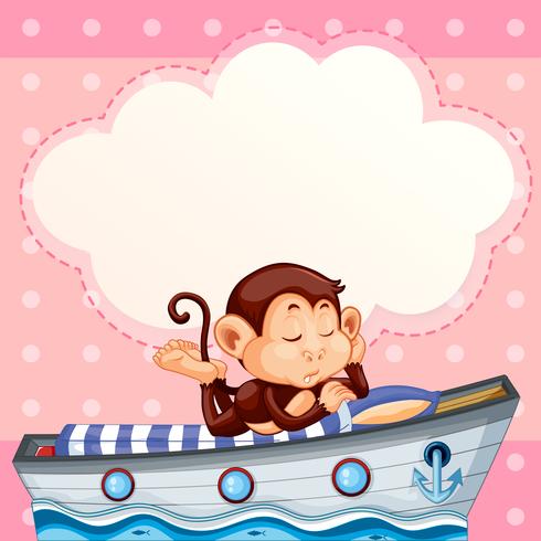 Mono durmiendo en la plantilla de barco vector