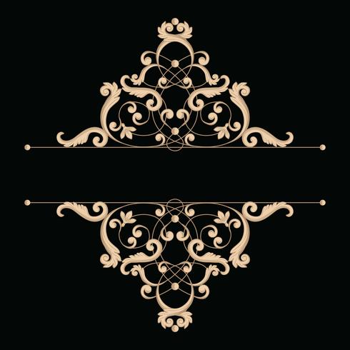 Divider or frame in calligraphic retro style isolated on black background. vector
