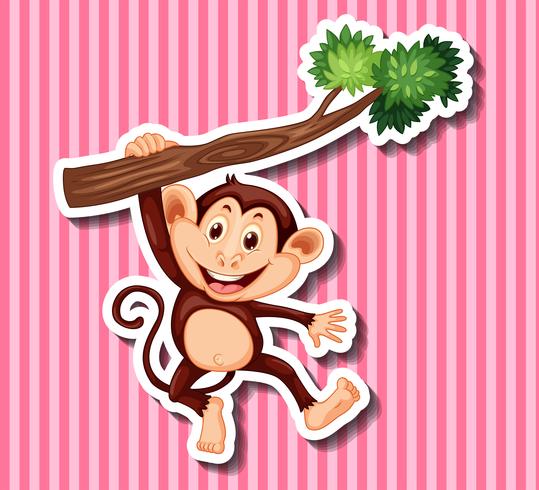 Monkey hanging on branch vector