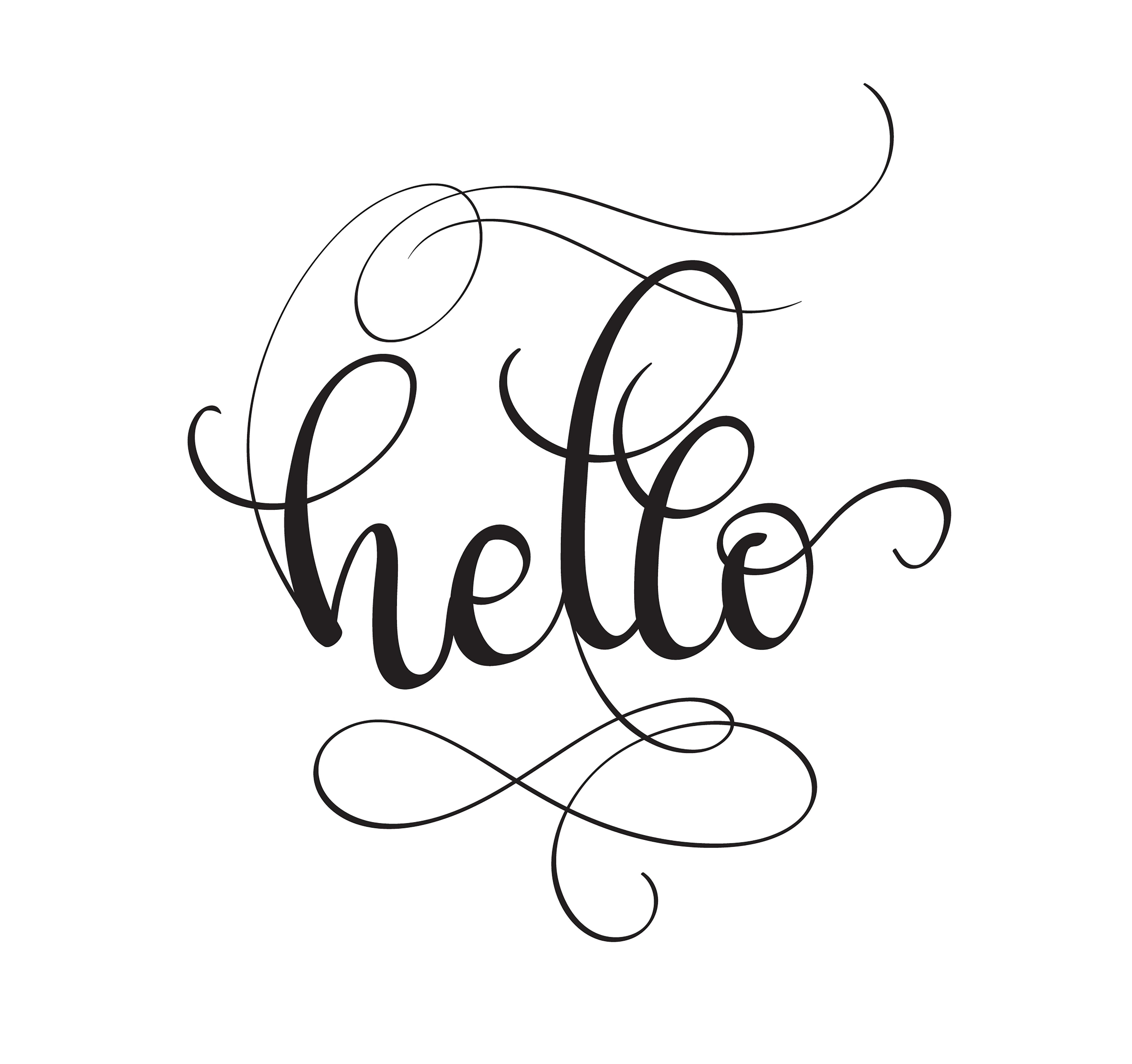 Hello text isolated on white background. calligraphy and lettering