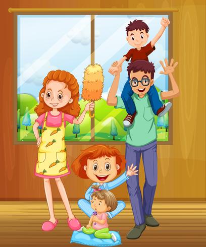 Family with parents and three kids vector