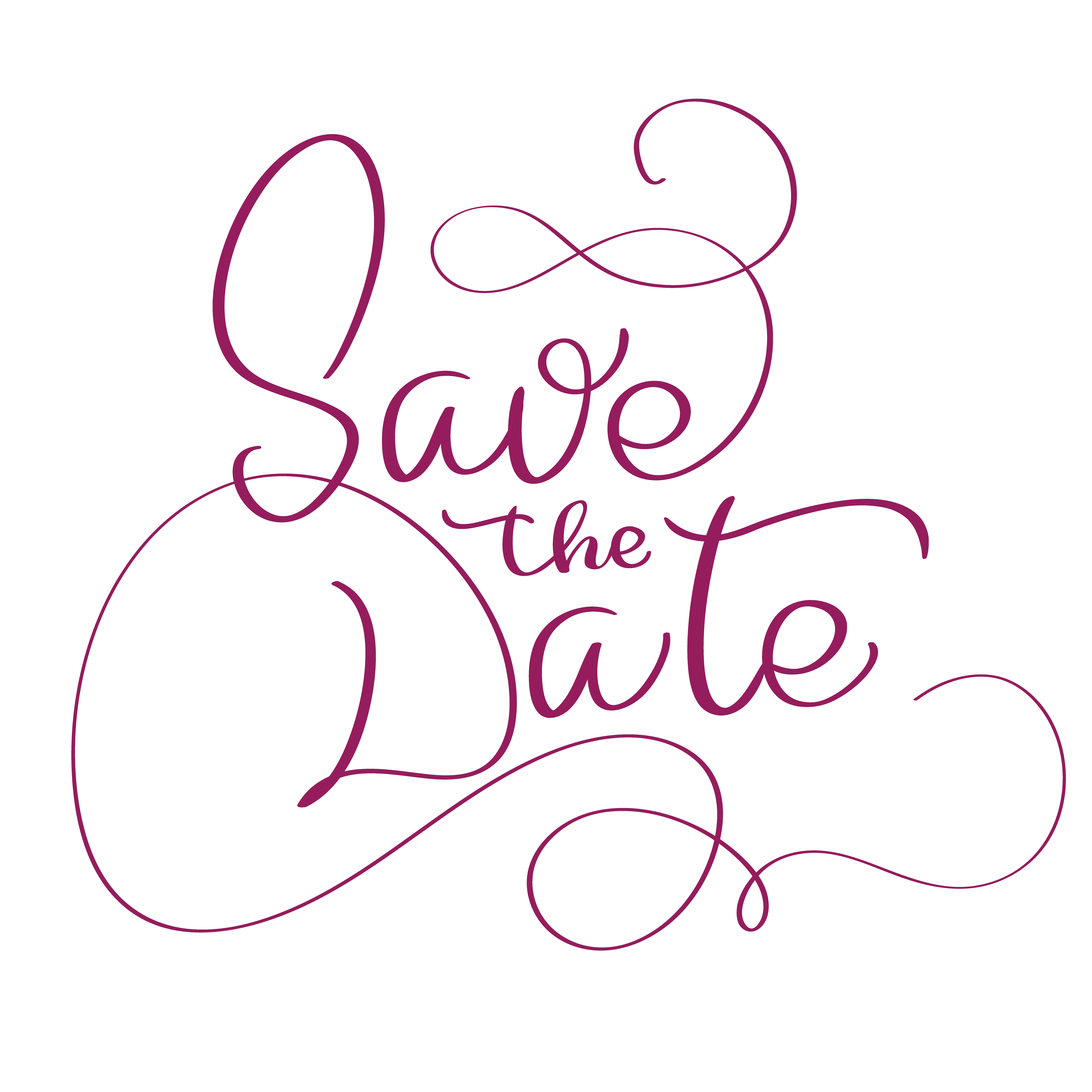 Save the date text on white background. Calligraphy lettering Vector