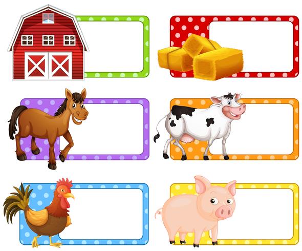 Labels with different farm animals vector