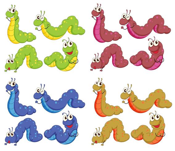 A group of caterpillars vector