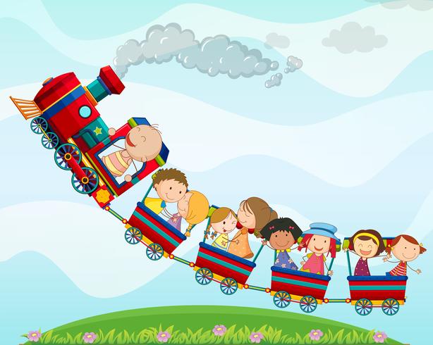 Train and children vector