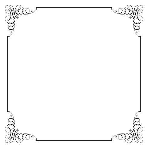 Square frame in calligraphic retro style. vector