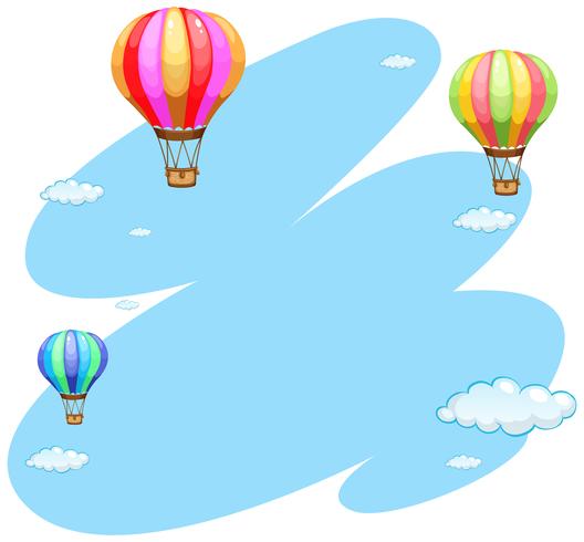 Background template with three balloons in sky vector