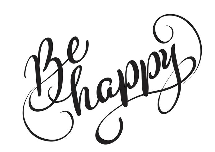 Be happy text isolated on white background. calligraphy and lettering vector