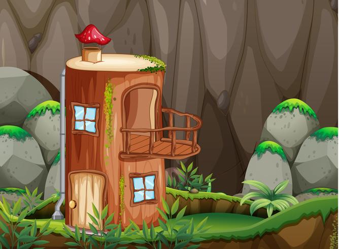 Casa de troncos en la naturaleza vector