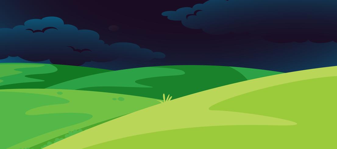 The hill scene at night vector