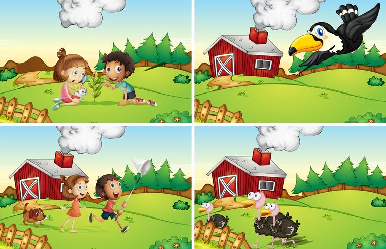 Farm scenes vector