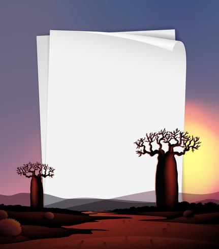 Paper template with trees and river vector