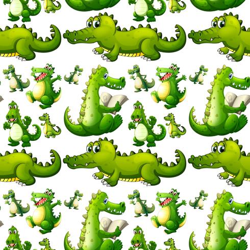 Seamless crocodile doing activities vector