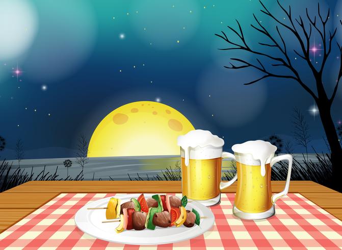 BBQ Dinner with Cold Beer vector