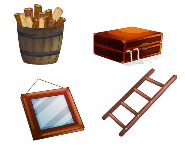 various wooden objects vector