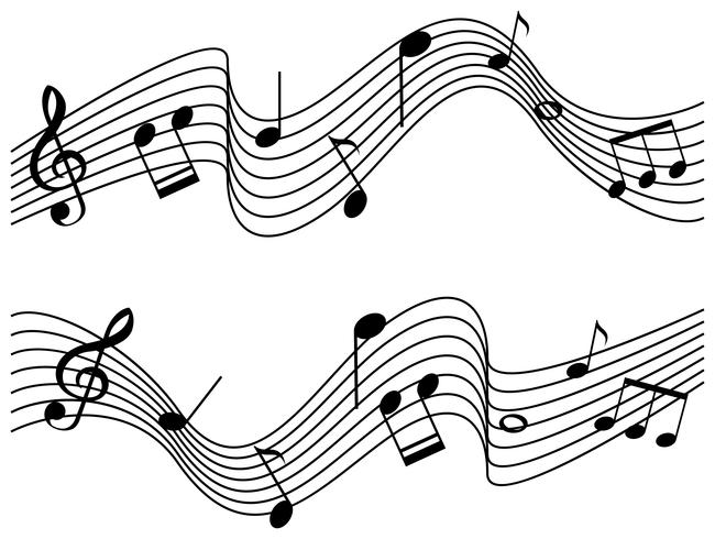 Notas musicales en dos escalas. vector