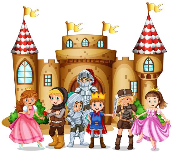 Characters from fairytales and castle vector