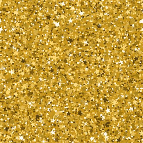 Textura de oro amarillo brillante sin costuras hecha con pequeñas estrellas. vector