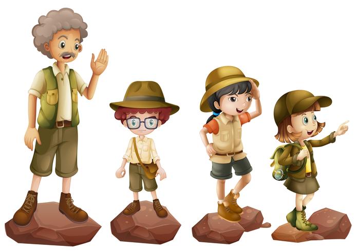 A family of explorers vector