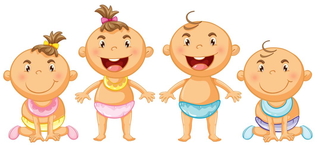 Niño y niña niños pequeños vector