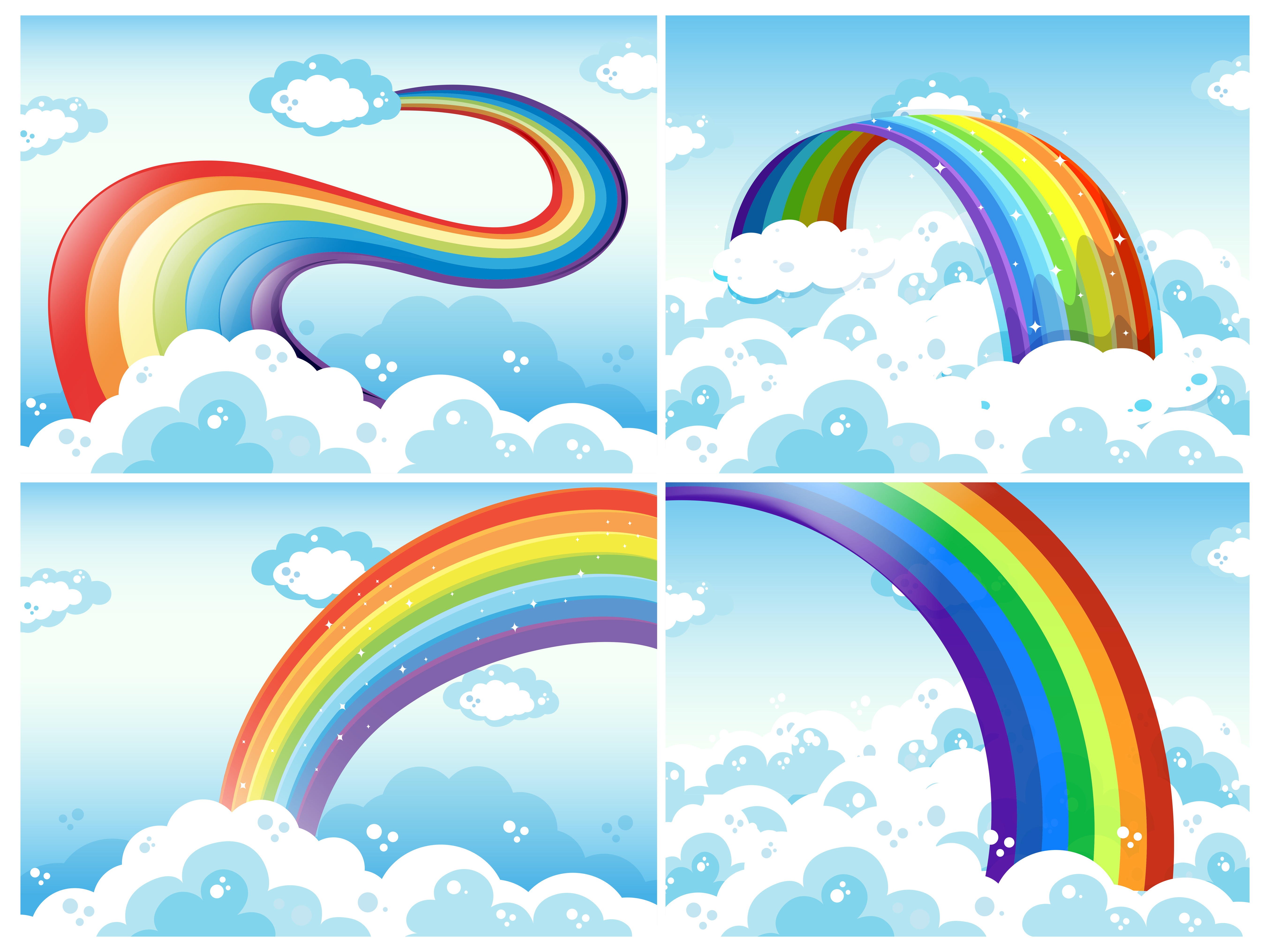 Download A Set of Rainbow and Cloud 418666 Vector Art at Vecteezy