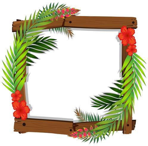 Beautiful Red Hibiscus and Leaf Frame vector