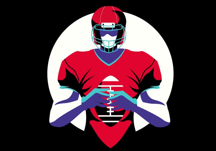 Heroic American Football Player Vector Flat Illustration