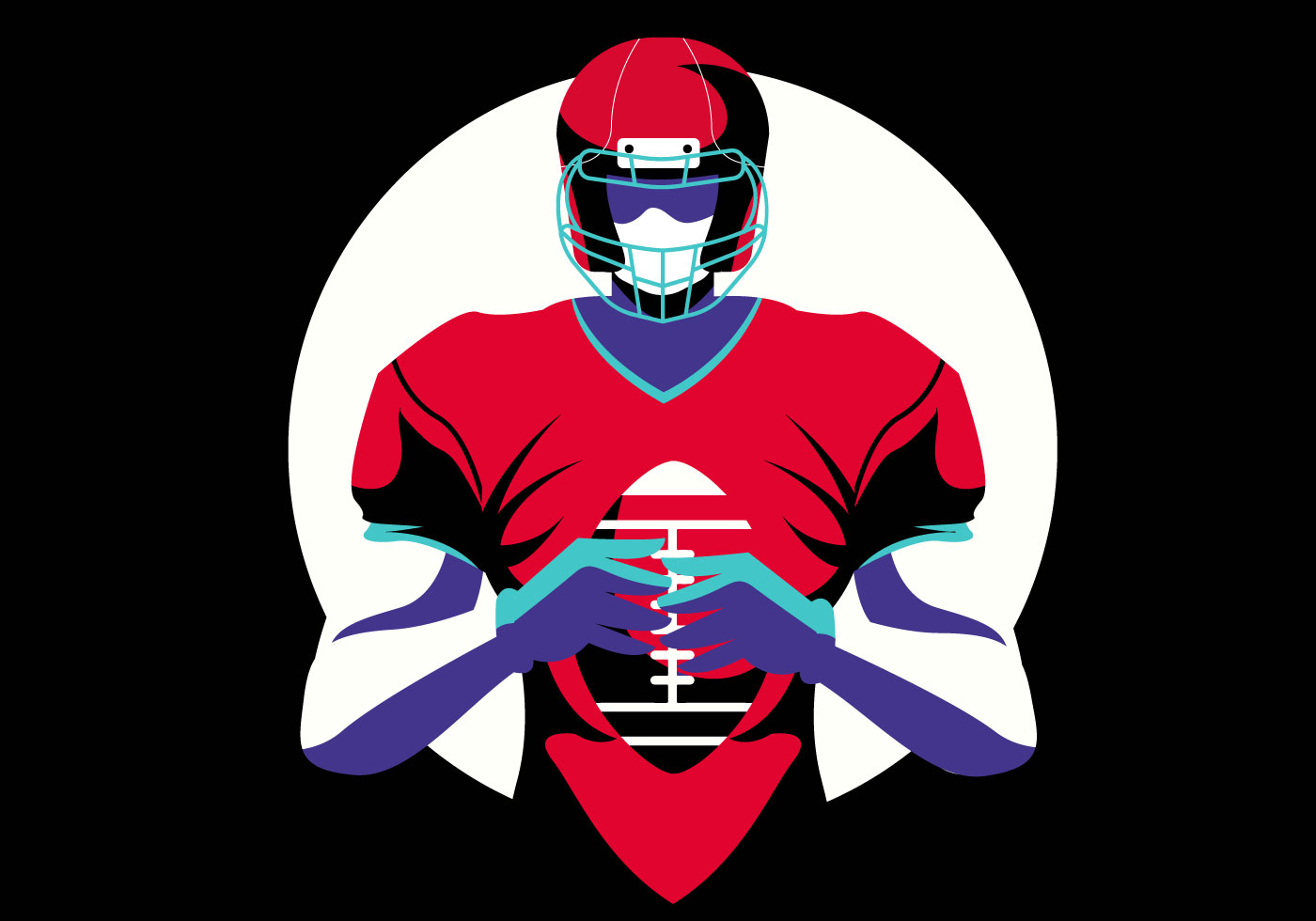 Download Heroic American Football Player Vector Flat Illustration ...