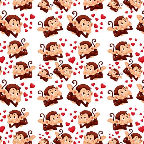 Cute monkey on seamless pattern vector