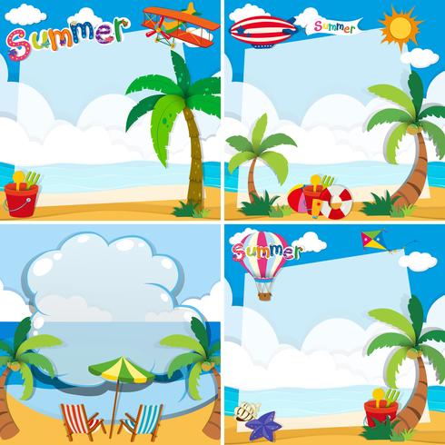 Border design with summer theme vector