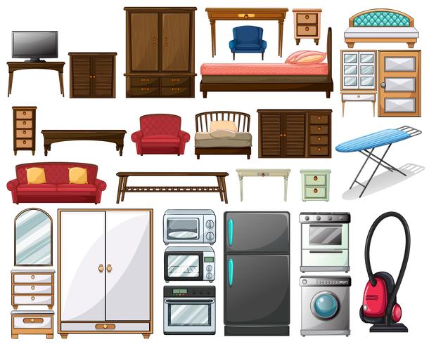 Furnitures and electronic equipments vector