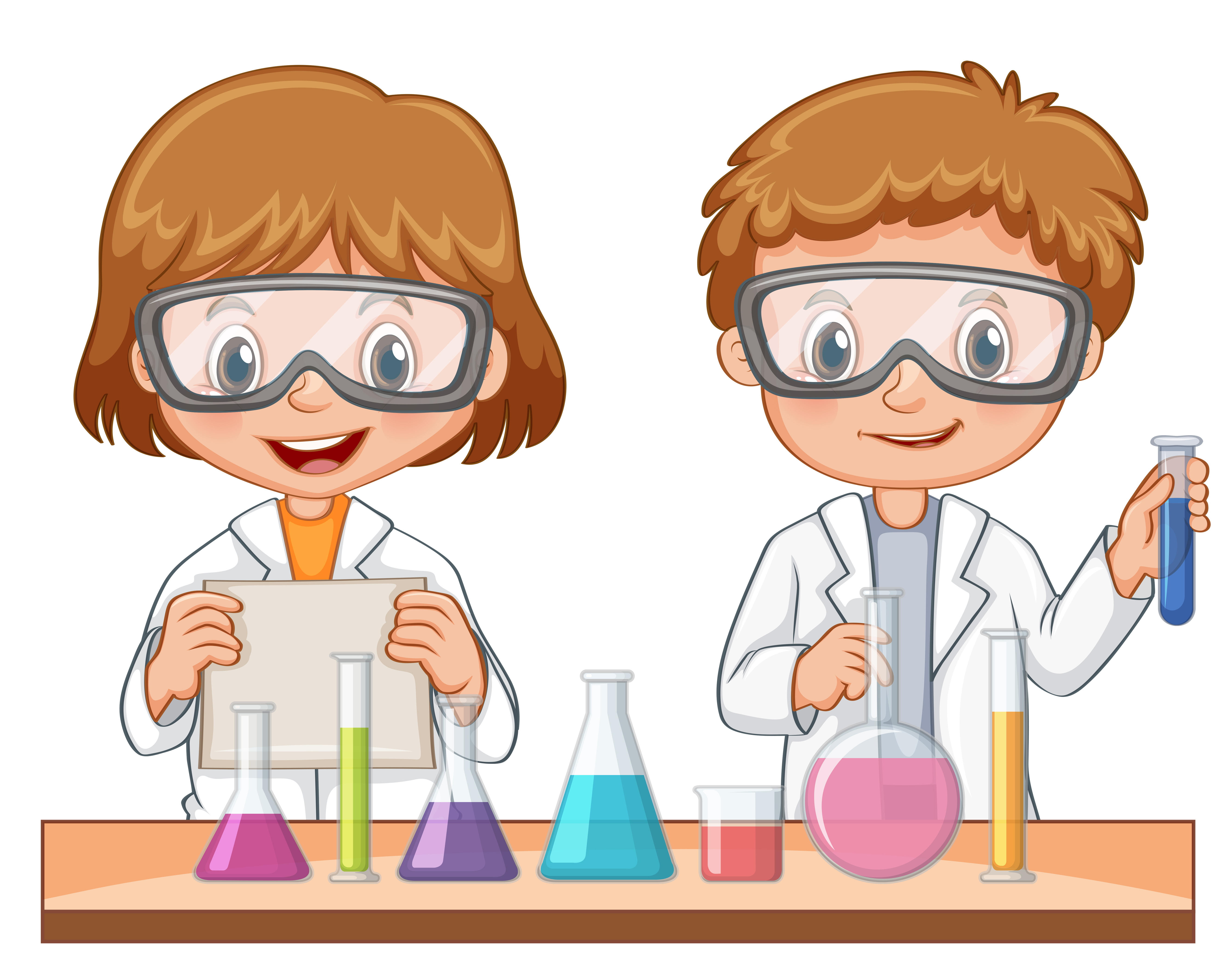 Two students do science experiment 418792 Vector Art at Vecteezy