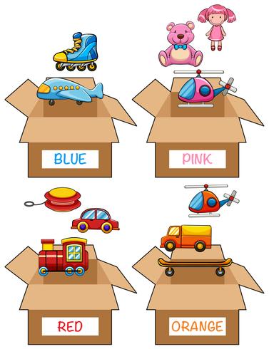 Different items in various colors vector