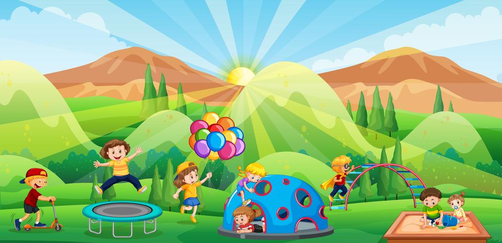 Children playing in playground vector