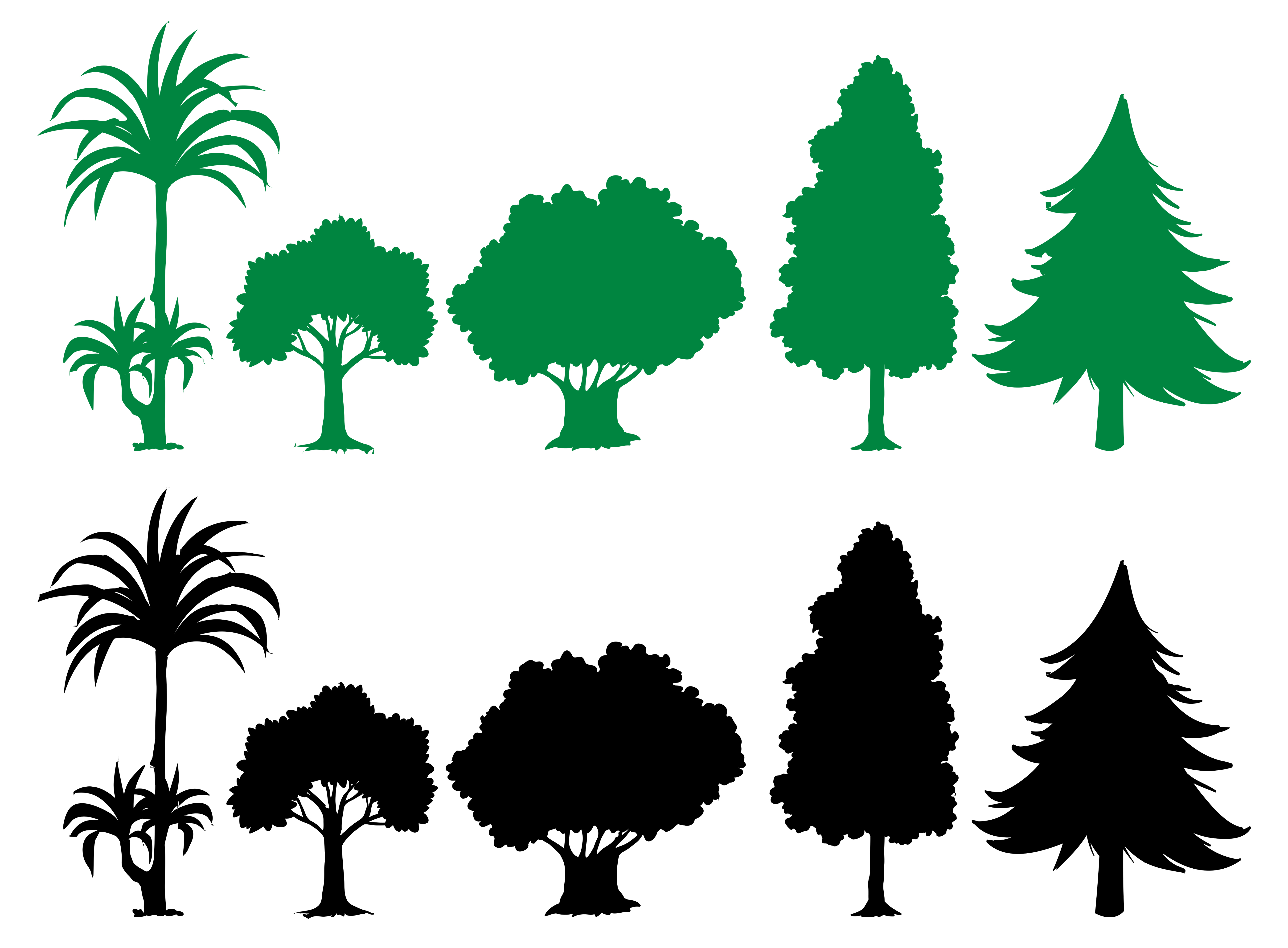 Download Set of silhouette tree - Download Free Vectors, Clipart ...