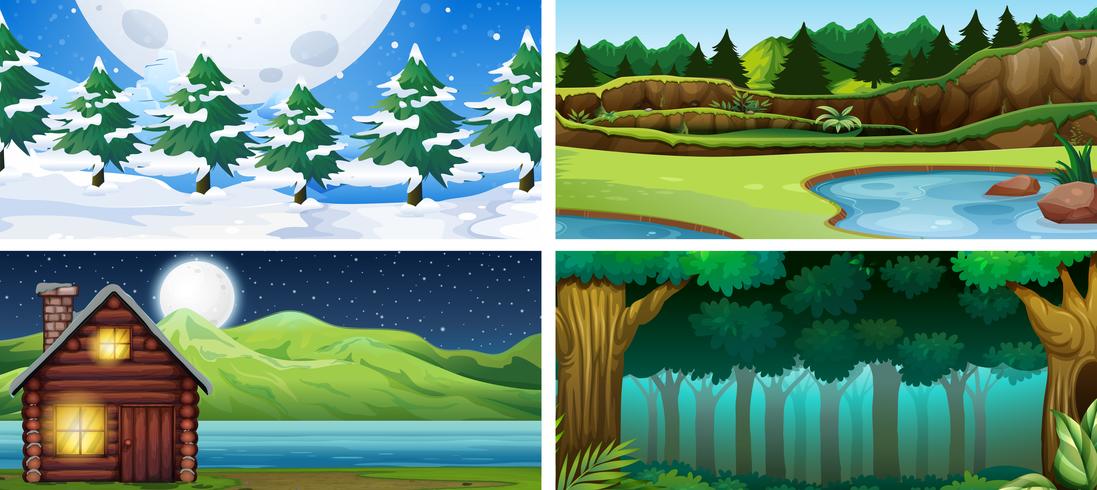 Set of nature landscape vector